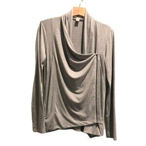Forever 21 M Draped Collar Asymmetric Zip Casual Jacket Gray Pockets 194H